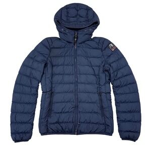 Parajumpers Juliet Hooded Down Jacket Womens Size Small Navy Blue Feather